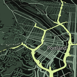 256 by 256 Mapsource style Portland 3d preview with the West Hills and Willamette bridges