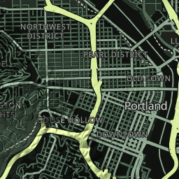 256 by 256 Mapsource style Portland relief preview with the West Hills and Willamette bridges